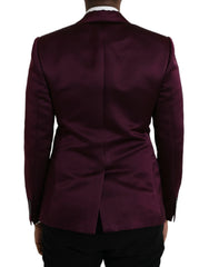 Dolce & Gabbana Maroon Silk Single Breasted Coat Blazer - IT46 | S - Sport Jackets