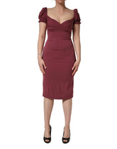 Dolce & Gabbana Rochie midi closă cu decolteu sweetheart din mătase purpurie - IT40|S