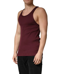 Dolce & Gabbana Maroon Sleeveless Round Neck Tank Top T-shirt - IT50 | L