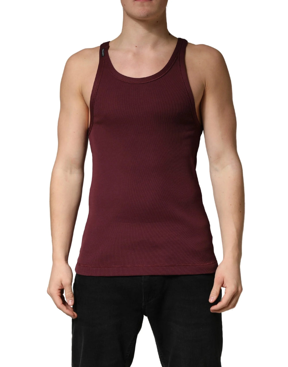 Dolce & Gabbana Maroon Sleeveless Round Neck Tank Top T-shirt - IT50 | L