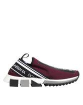 Dolce & Gabbana Maroon Slip On Sorrento Men Sneakers Shoes - EU 39.5 | US 6.5