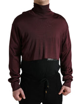 Dolce & Gabbana Maroon Viscose Turtleneck Pullover Sweater - IT48 | M - Sweaters
