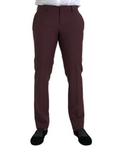 Dolce & Gabbana Maroon Wool Men Slim Fit Dress Pants - IT48 | M - Trousers