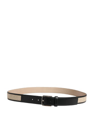Dolce & Gabbana Men Beige Woven Leather Metal Buckle Belt