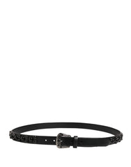 Dolce & Gabbana Men Black Calf Embellished Metal Buckle Belt - 105 cm / 42 Inches