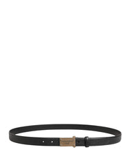 Dolce & Gabbana Men Black Calf Leather Logo Metal Buckle Belt