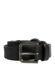 Dolce & Gabbana Men Black Calfskin Leather Metal Buckle Belt - 90 cm / 36 Inches