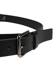 Dolce & Gabbana Men Black Calfskin Leather Metal Buckle Belt - 90 cm / 36 Inches