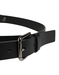 Dolce & Gabbana Herr Svart Läder Bälte i Kalvskinn med Metallspänne - 90 cm / 36 Tum
