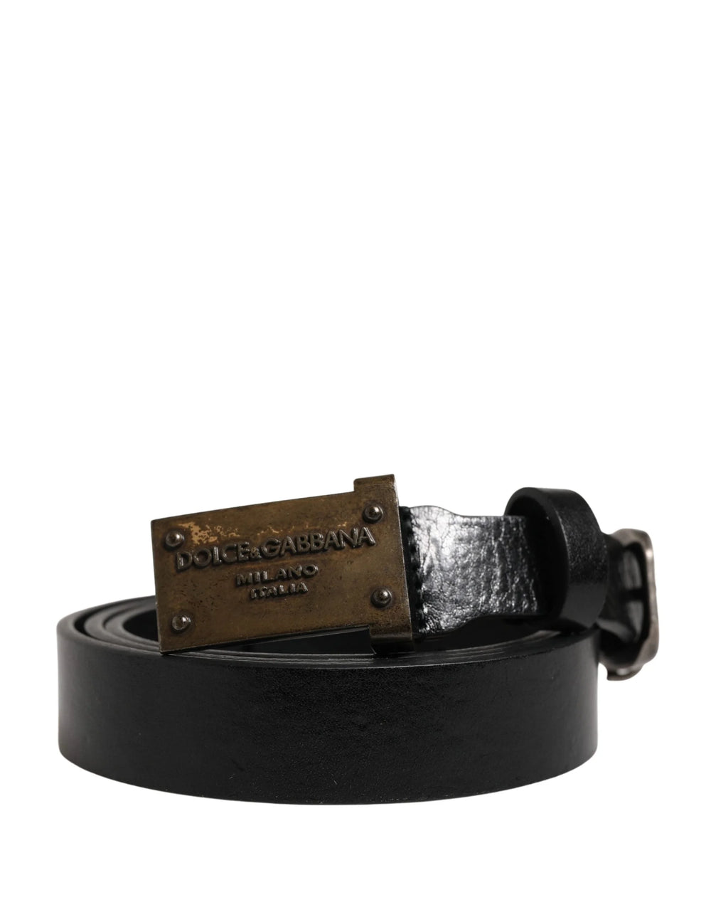 Dolce & Gabbana Men Black Classic Leather Logo Buckle Belt - 100 cm / 40 Inches