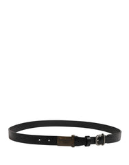 Dolce & Gabbana Men Black Classic Leather Logo Buckle Belt - 100 cm / 40 Inches