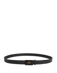 Dolce & Gabbana Men Black Classic Leather Logo Buckle Belt - 110 cm / 44 Inches