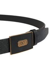 Dolce & Gabbana Men Black Classic Leather Logo Buckle Belt - 110 cm / 44 Inches