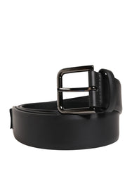 Dolce & Gabbana Men Black Classic Leather Metal Buckle Belt - 100 cm / 40 Inches
