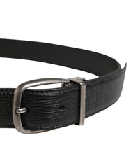 Dolce & Gabbana Men Black Classic Leather Metal Buckle Belt - 105 cm / 42 Inches