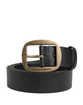 Dolce & Gabbana Men Black Classic Leather Metal Buckle Belt - 115 cm / 46 Inches