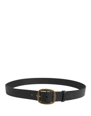 Dolce & Gabbana Men Black Classic Leather Metal Buckle Belt - 115 cm / 46 Inches
