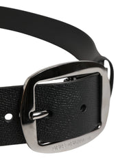 Dolce & Gabbana Men Black Classic Leather Metal Buckle Belt - 115 cm / 46 Inches