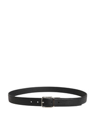 Dolce & Gabbana Men Black Classic Leather Metal Buckle Belt