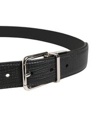 Dolce & Gabbana Men Black Classic Leather Metal Buckle Belt