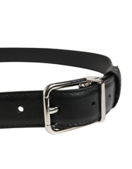 Dolce & Gabbana Men Black Classic Leather Metal Buckle Belt
