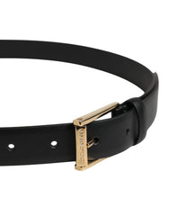 Dolce & Gabbana Men Black Classic Leather Metal Buckle Belt - 80 cm / 32 Inches