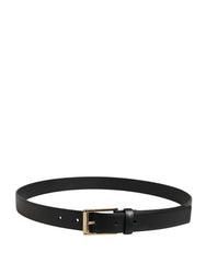 Dolce & Gabbana Men Black Classic Leather Metal Buckle Belt - 80 cm / 32 Inches