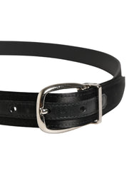 Dolce & Gabbana Men Black Classic Leather Metal Buckle Belt - 85 cm / 34 Inches