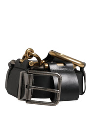 Dolce & Gabbana Men Black Classic Leather Metal Buckle Belt - 90 cm / 36 Inches
