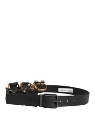 Dolce & Gabbana Men Black Classic Leather Metal Buckle Belt - 90 cm / 36 Inches