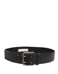 Dolce & Gabbana Men Black Classic Leather Metal Buckle Belt - 90 cm / 36 Inches