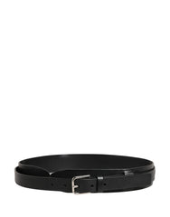 Dolce & Gabbana Men Black Classic Leather Metal Buckle Belt - 90 cm / 36 Inches