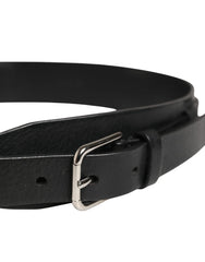 Dolce & Gabbana Men Black Classic Leather Metal Buckle Belt - 90 cm / 36 Inches