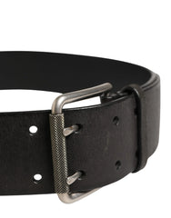 Dolce & Gabbana Men Black Classic Leather Metal Buckle Belt - 90 cm / 36 Inches