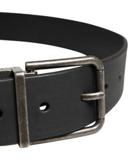 Dolce & Gabbana Men Black Classic Leather Metal Buckle Belt - 90 cm / 36 Inches