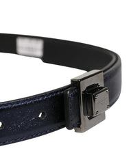 Dolce & Gabbana Men Black Classic Leather Square Buckle Belt - 85 cm / 34 Inches