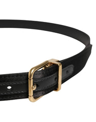 Dolce & Gabbana Men Black Classic Viscose Metal Buckle Belt - 105 cm / 42 Inches