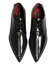 Dolce & Gabbana Men Black Lace-Up Leather Zip Dress Derby Shoes