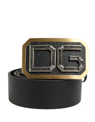 Dolce & Gabbana Men Black Leather DG Logo Metal Buckle Belt - 115 cm / 46 Inches