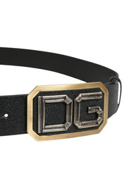 Dolce & Gabbana Men Black Leather DG Logo Metal Buckle Belt - 115 cm / 46 Inches