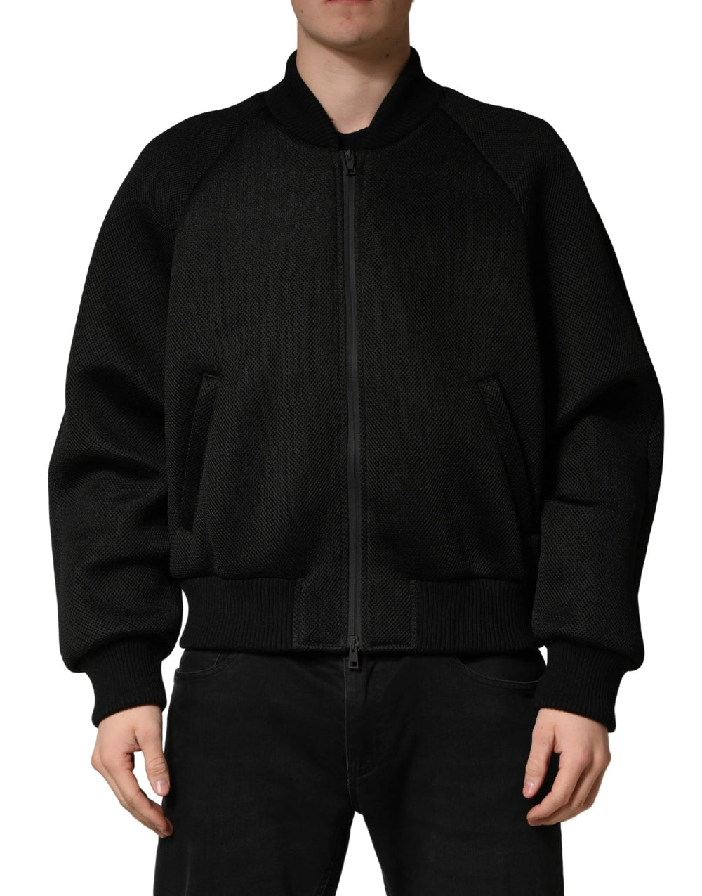 Dolce & Gabbana Veste bomber zippée intégrale en nylon noir pour homme - IT48 | M - Vestes Bomber