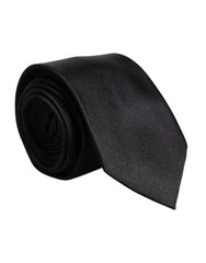 Dolce & Gabbana Men Black Solid Silk Adjustable Necktie Accessory Tie - Neckties
