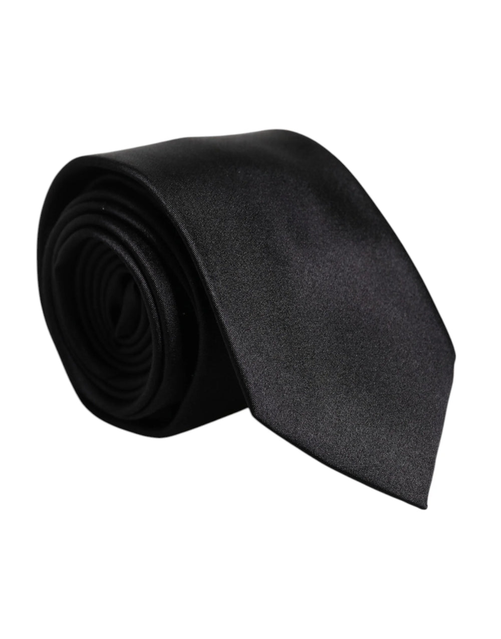 Dolce & Gabbana Men Black Solid Silk Adjustable Necktie Accessory Tie - Neckties