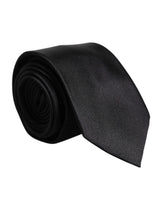 Dolce & Gabbana Men Black Solid Silk Adjustable Necktie Accessory Tie - Neckties