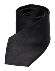 Dolce & Gabbana Men Black Solid Silk Adjustable Necktie Accessory Tie - Neckties