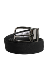 Dolce & Gabbana Men Black Viscose Silver Metal Buckle Belt - 85 cm / 34 Inches