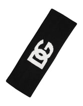Dolce & Gabbana Bărbați Bandă de Cap cu Logo Cashmere Negru Alb