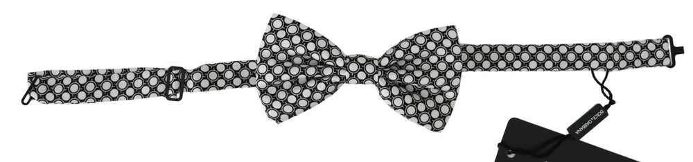 Dolce & Gabbana Men Black White Circles Adjustable Neck Papillon Bow Tie - Neckties