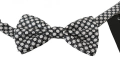 Dolce & Gabbana Men Black White Circles Adjustable Neck Papillon Bow Tie - Neckties