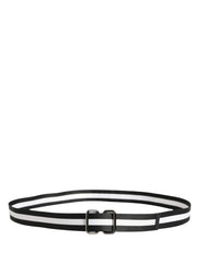 Dolce & Gabbana Men Black White Nylon Logo Metal Buckle Belt - 100 cm / 40 Inches
